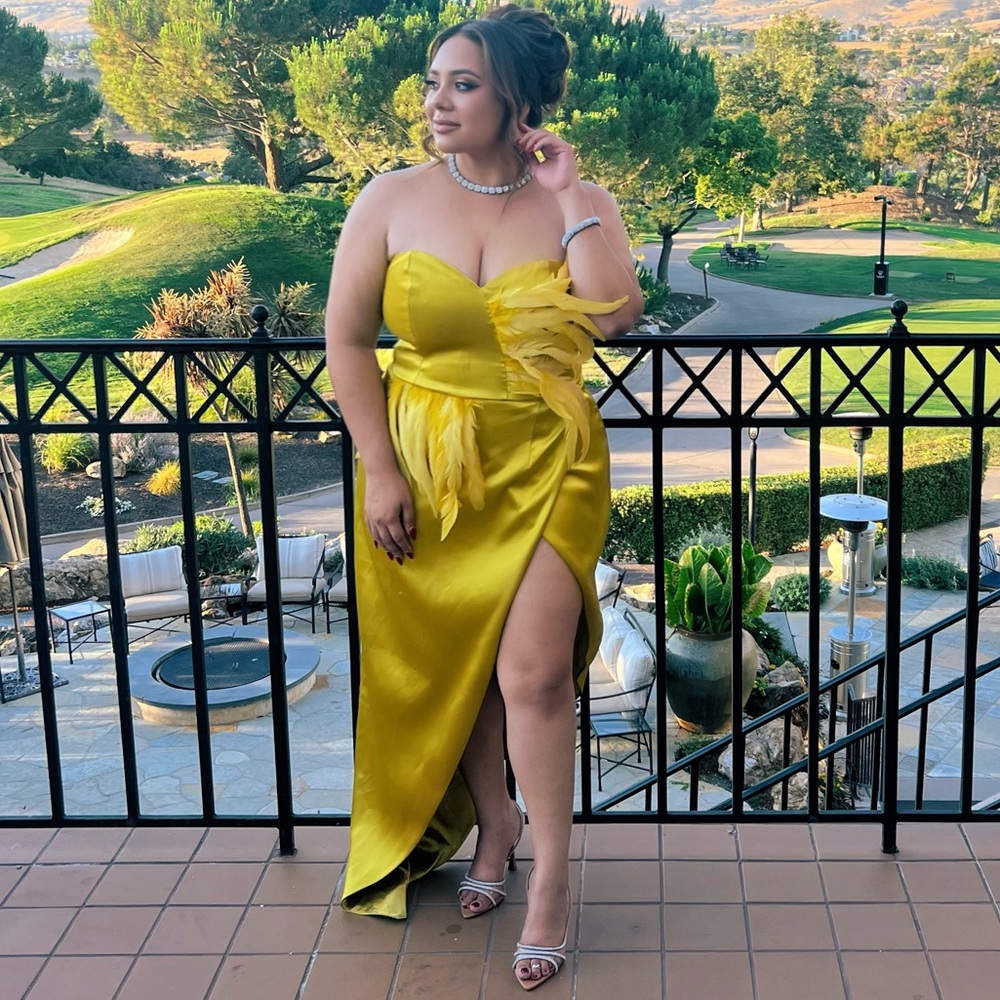 Chartreuse Feather Dress